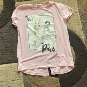 a pink Paris top
